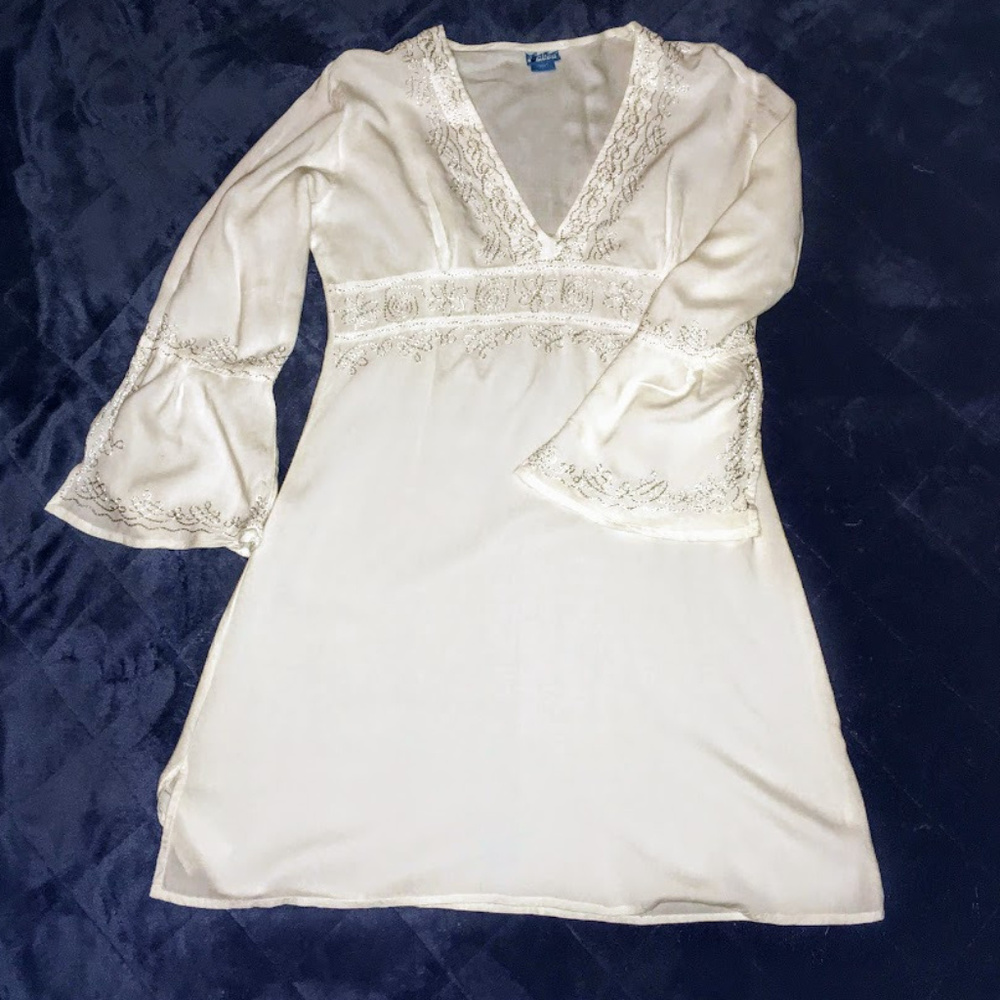 Sweet Indian Peasant Blouse Silver Embroidery  M